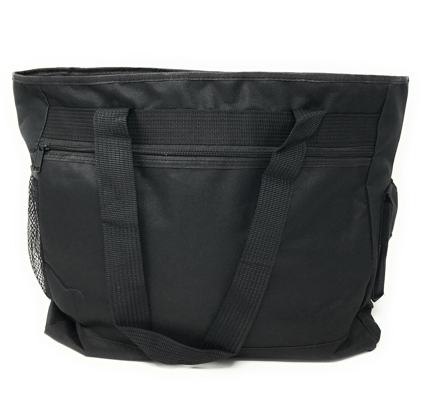Large Tote Bags For Shopping Grocery Work Travel School W/ Organizer 16x14inch-Black-