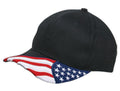 Patriotic USA US Flag Stars Racing 6 Panel Baseball Cotton Hats Caps-Black-