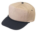 Blank Two Tone 5 Panel Baseball Cotton Twill Braid Snapback Hats Caps-BLACK/KHAKI-