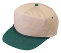 Blank Two Tone 5 Panel Baseball Cotton Twill Braid Snapback Hats Caps-DARK GREEN/KHAKI-