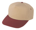 Blank Two Tone 5 Panel Baseball Cotton Twill Snapback Hats Caps-MAROON/KHAKI-