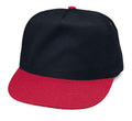 Blank Two Tone 5 Panel Baseball Cotton Twill Snapback Hats Caps-RED/BLACK-