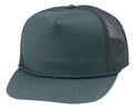 Blank Two Tone 5 Panel Trucker Cotton Twill Mesh Braid Hats Caps-DARK GREEN-