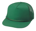 Blank Two Tone 5 Panel Trucker Cotton Twill Mesh Braid Hats Caps-KELLY-