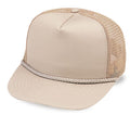 Blank Two Tone 5 Panel Trucker Cotton Twill Mesh Braid Hats Caps-KHAKI-