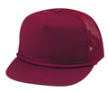 Blank Two Tone 5 Panel Trucker Cotton Twill Mesh Braid Hats Caps-MAROON-