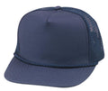 Blank Two Tone 5 Panel Trucker Cotton Twill Mesh Braid Hats Caps-NAVY-