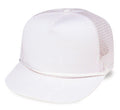 Blank Two Tone 5 Panel Trucker Cotton Twill Mesh Braid Hats Caps-WHITE-