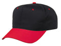 Blank Two Tone Cotton Twill Baseball 6 Panel Snapback Hats Caps-RED/BLACK-