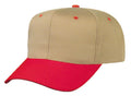 Blank Two Tone Cotton Twill Baseball 6 Panel Snapback Hats Caps-RED/KHAKI-