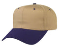 Blank Two Tone Cotton Twill Baseball 6 Panel Snapback Hats Caps-NAVY/KHAKI-