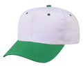 Blank Two Tone Cotton Twill Baseball 6 Panel Snapback Hats Caps-KELLY/WHITE-