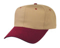 Blank Two Tone Cotton Twill Baseball 6 Panel Snapback Hats Caps-MAROON/KHAKI-