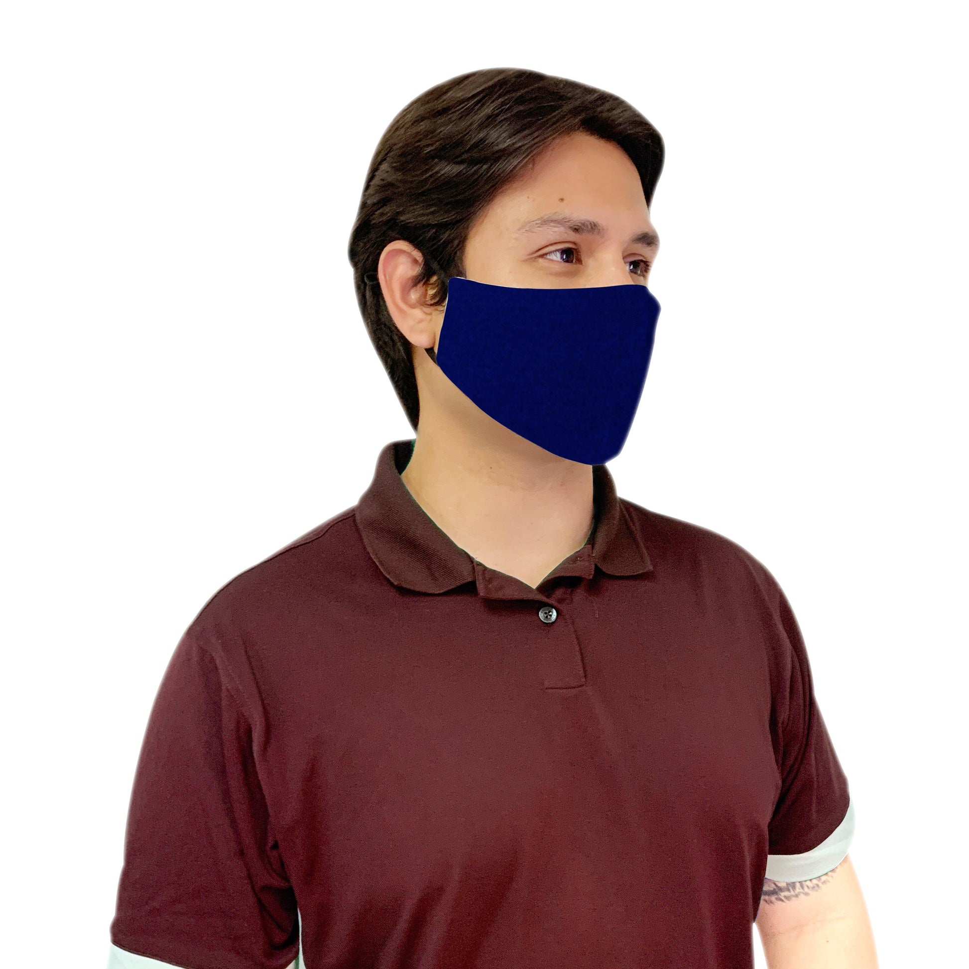 3 Pack Blue Cotton Face Mask Cloth Masks for Mouth Nose Washable Reusable Double Layer Covering Adjustable Ear-