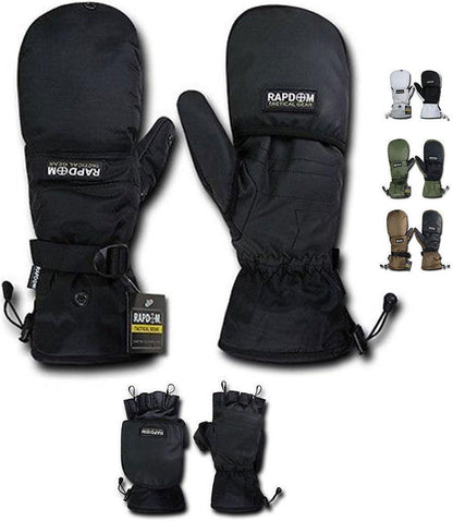 Breathable Water Proof Military Patrol Army Shooting Mitten Gloves-Black-Small-