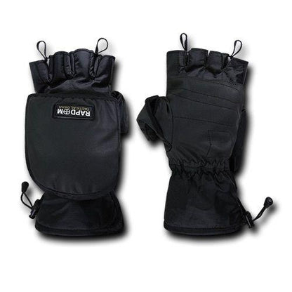 Breathable Water Proof Military Patrol Army Shooting Mitten Gloves-Black-Small-