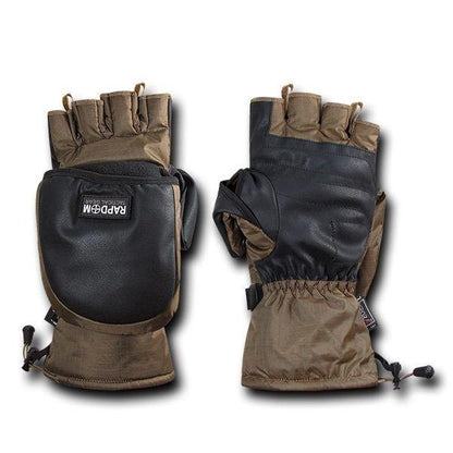 Breathable Water Proof Military Patrol Army Shooting Mitten Gloves-Black-Small-