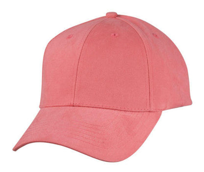 Brushed Cotton Peach Feel 6 Panel Low Crown Baseball Hats Caps Hook Loop Closure-PINK-