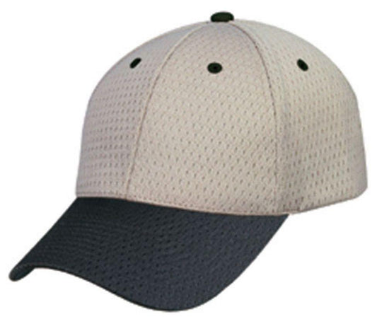 Bullet Hole Mesh 6 Panel Low Crown Air Vent Fabric Baseball Hats Caps-Black / Khakhi-