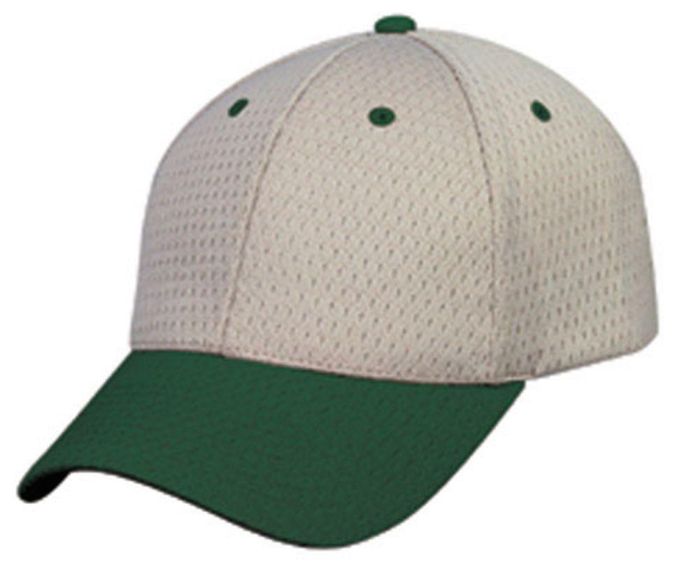 Bullet Hole Mesh 6 Panel Low Crown Air Vent Fabric Baseball Hats Caps-Dark Green / Khakhi-
