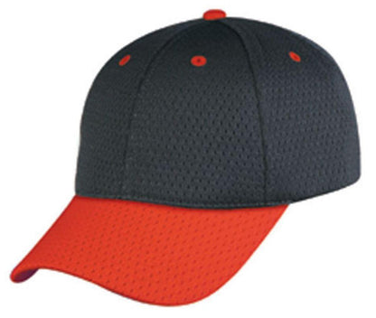 Bullet Hole Mesh 6 Panel Low Crown Air Vent Fabric Baseball Hats Caps-Red / Black-