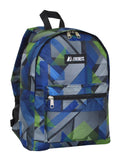 Everest Backpack Book Bag - Back to School Basics - Fun Patterns & Prints-Blue/ Green Geo-