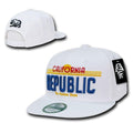 California Cali Republic Bear License Plate Flat Bill Snapback Hats Caps-White/White-
