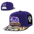 California Republic Cali Bear Zebra Print Flat Bill Snapback Caps Hats-Purple-