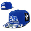 California Republic Cali Bear Zebra Print Flat Bill Snapback Caps Hats-Royal-