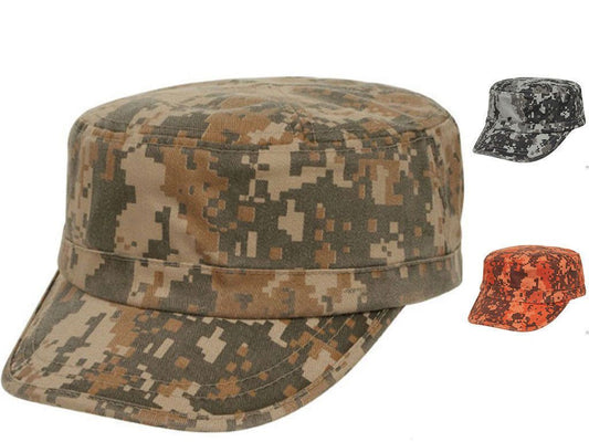 Digital Camouflage Camo Army Military Cadet Patrol Washed Cotton Baseball Hats Caps-Orange-