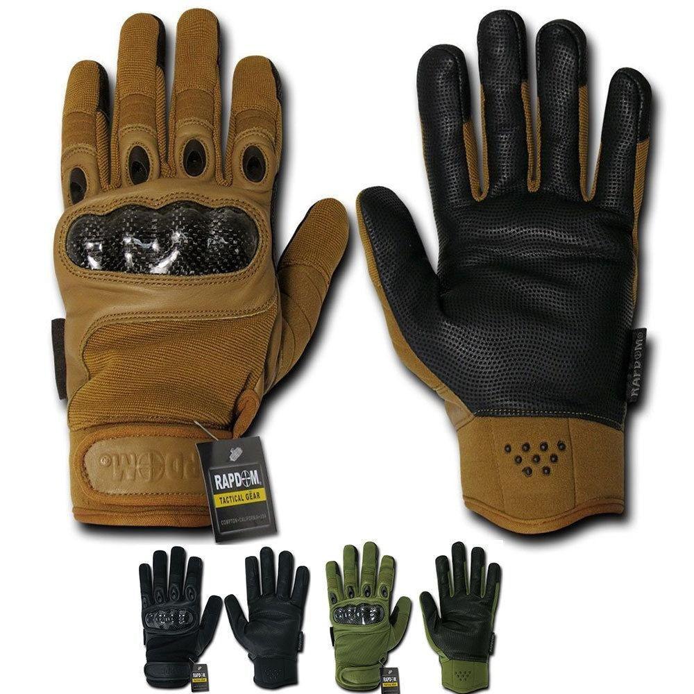Carbon Fiber Knuckle Tactical Patrol Military Gloves-Black-X-Small-