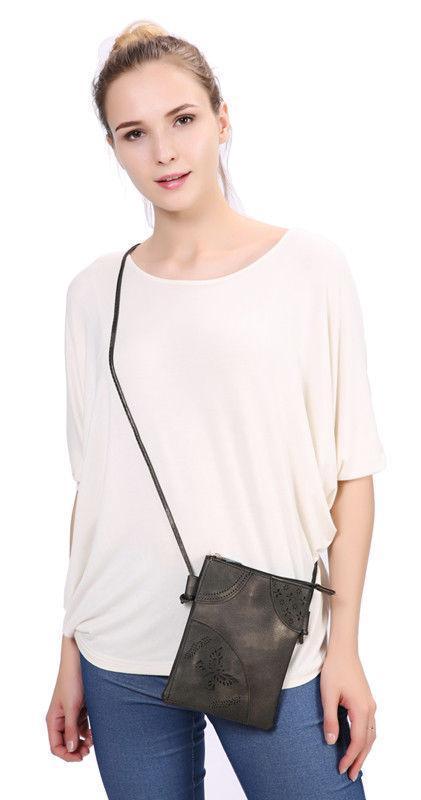Casaba Crossbody Shoulder Bag Satchel Purse Wristlet Gift For Women Wife Mom-Butterfly-Black-
