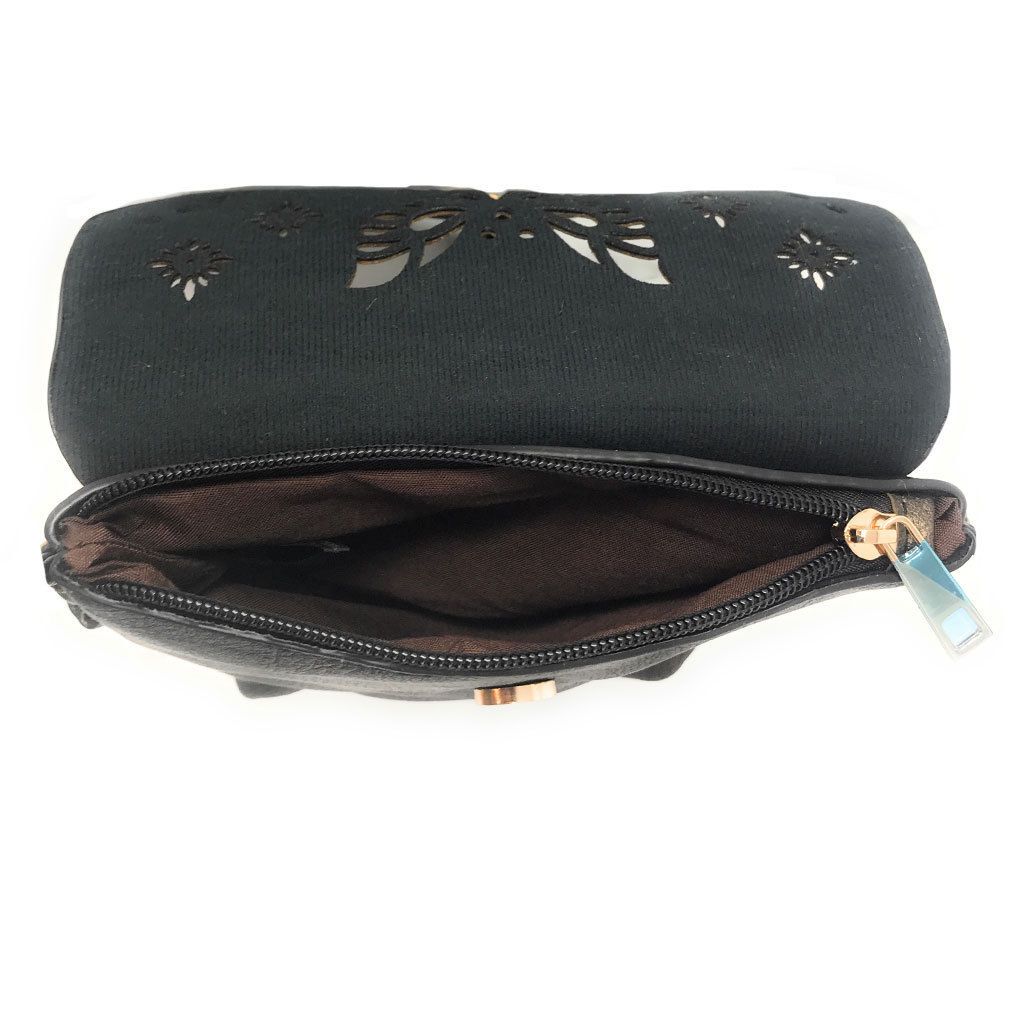 Casaba Crossbody Shoulder Bag Satchel Purse Wristlet Gift For Women Wife Mom-Butterfly-Black-