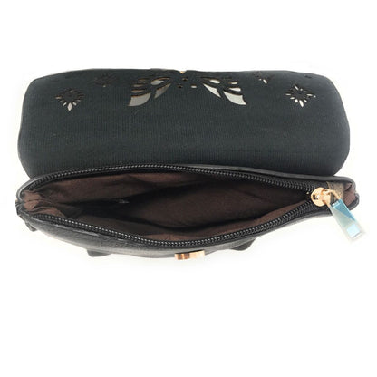 Casaba Crossbody Shoulder Bag Satchel Purse Wristlet Gift For Women Wife Mom-Butterfly-Black-