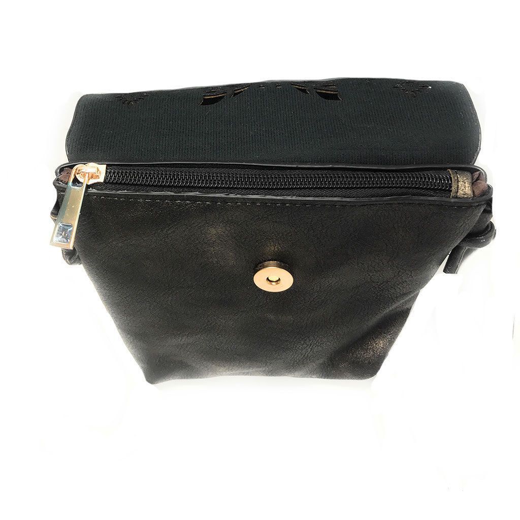 Casaba Crossbody Shoulder Bag Satchel Purse Wristlet Gift For Women Wife Mom-Butterfly-Black-