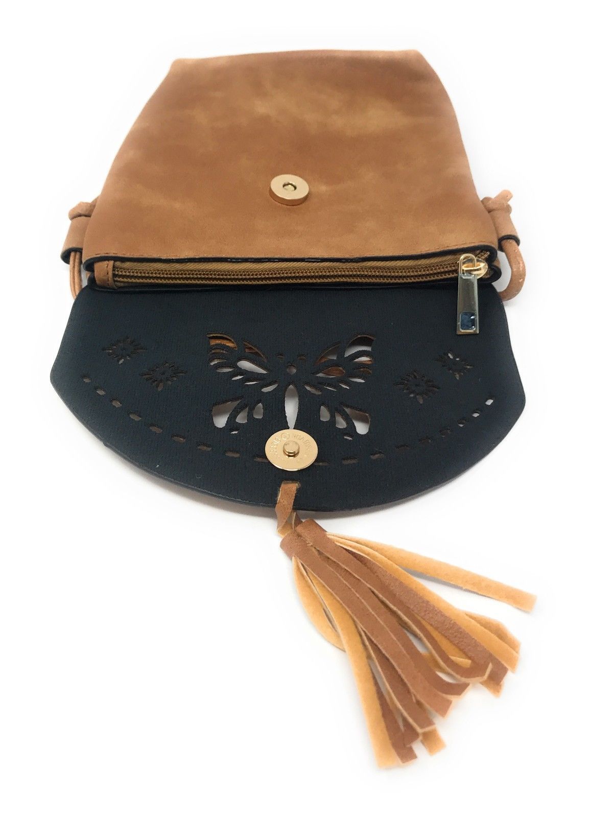 Casaba Crossbody Shoulder Bag Satchel Purse Wristlet Gift For Women Wife Mom-Butterfly-Black-