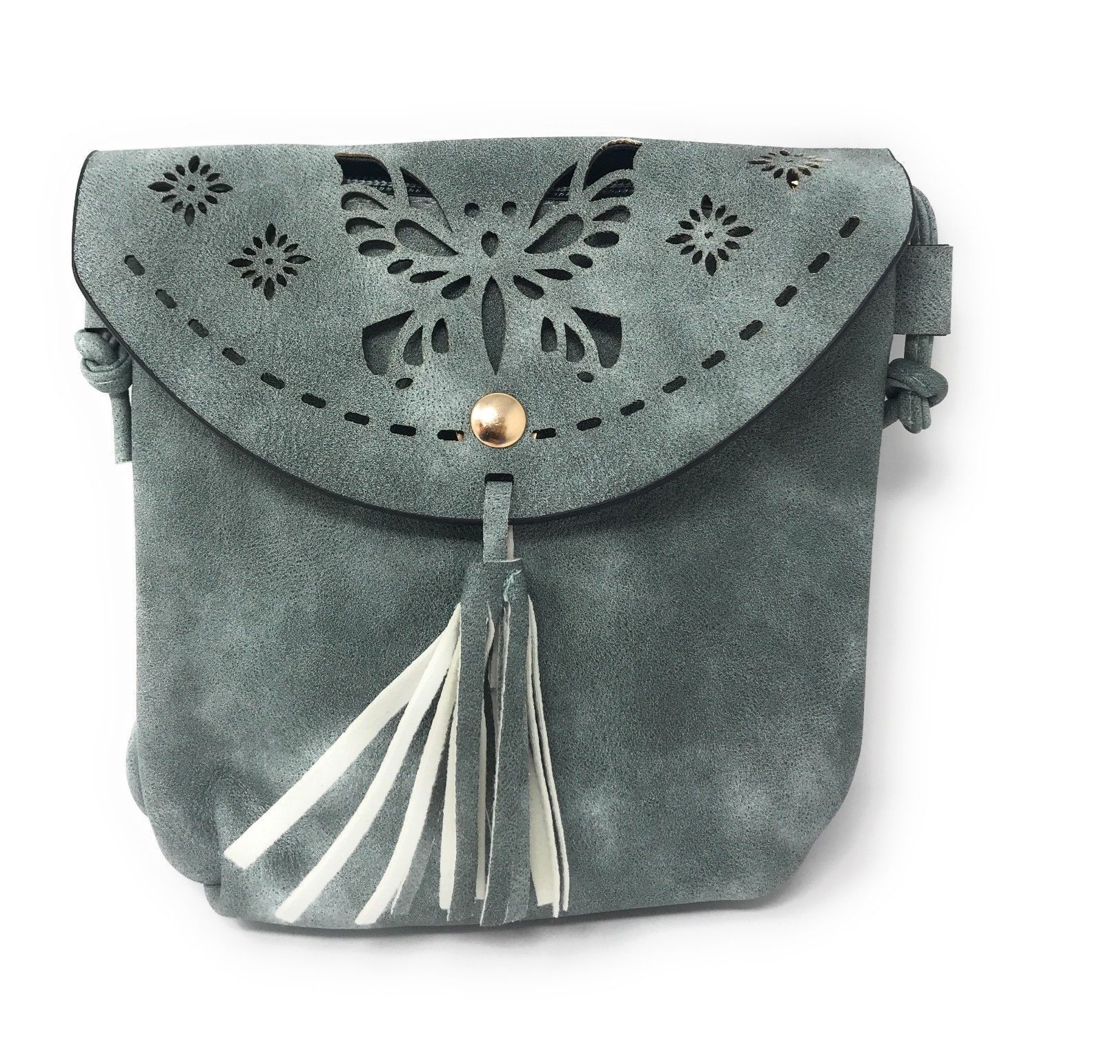 Casaba Crossbody Shoulder Bag Satchel Purse Wristlet Gift For Women Wife Mom-Butterfly-Black-