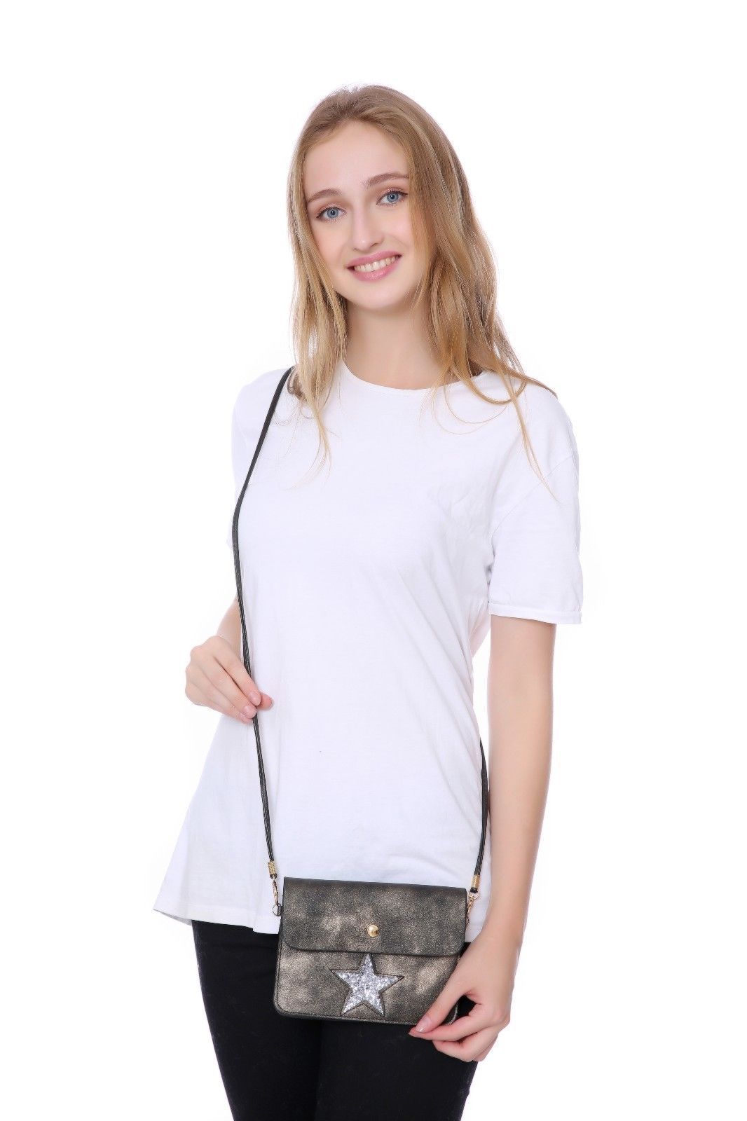 Casaba Crossbody Shoulder Bag Satchel Purse Wristlet Gift For Women Wife Mom-Butterfly-Black-