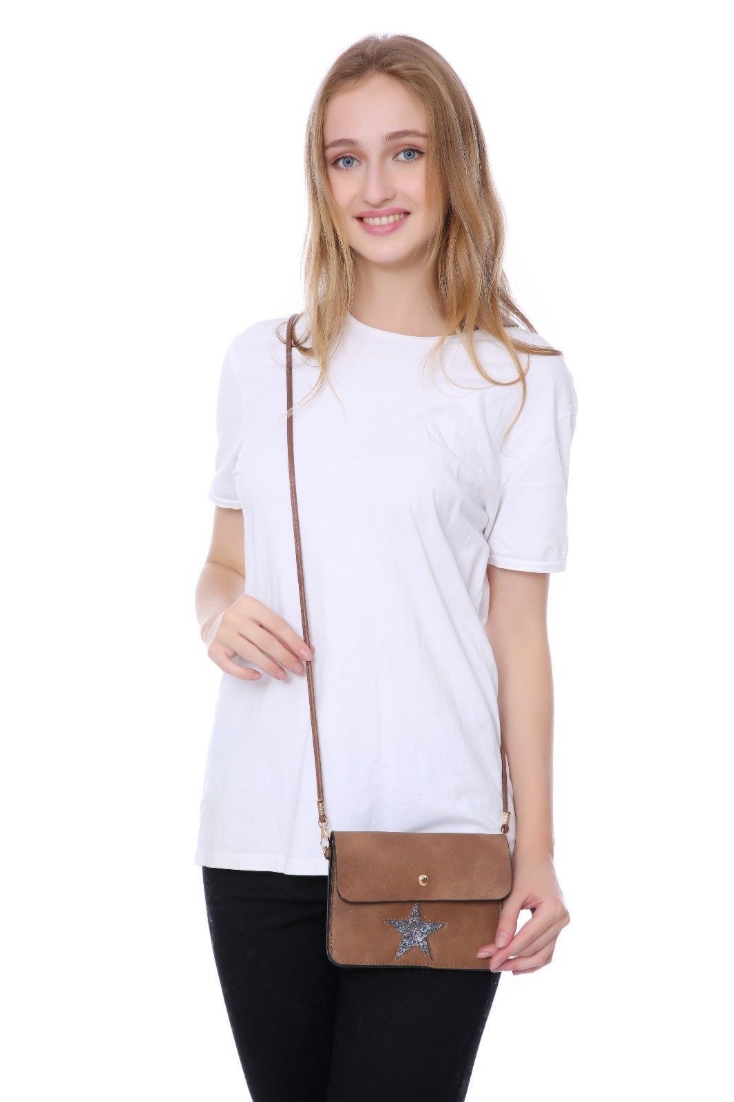 Casaba Crossbody Shoulder Bag Satchel Purse Wristlet Gift For Women Wife Mom-Butterfly-Black-