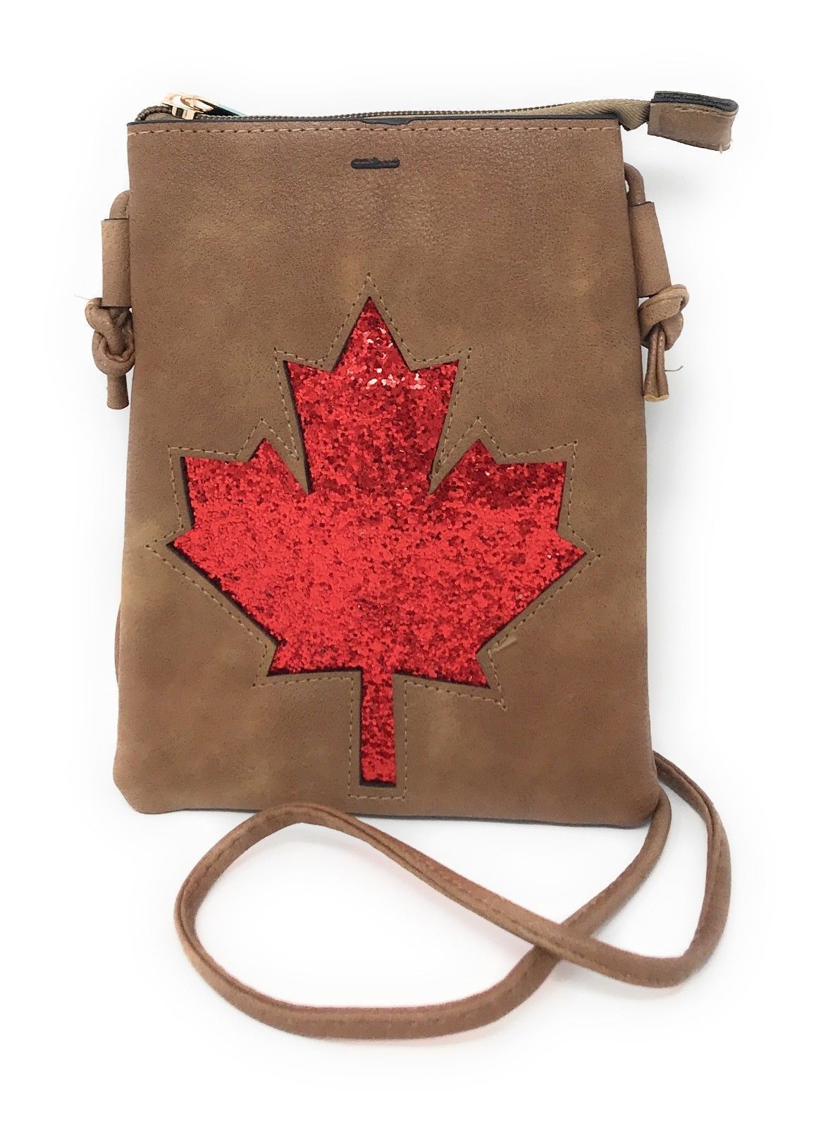 Casaba Crossbody Shoulder Bag Satchel Purse Wristlet Gift For Women Wife Mom-Maple Leaf-Beige-