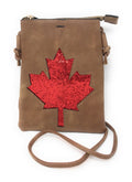 Casaba Crossbody Shoulder Bag Satchel Purse Wristlet Gift For Women Wife Mom-Maple Leaf-Beige-