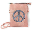 Casaba Crossbody Shoulder Bag Satchel Purse Wristlet Gift For Women Wife Mom-Peace Sign-Pink-