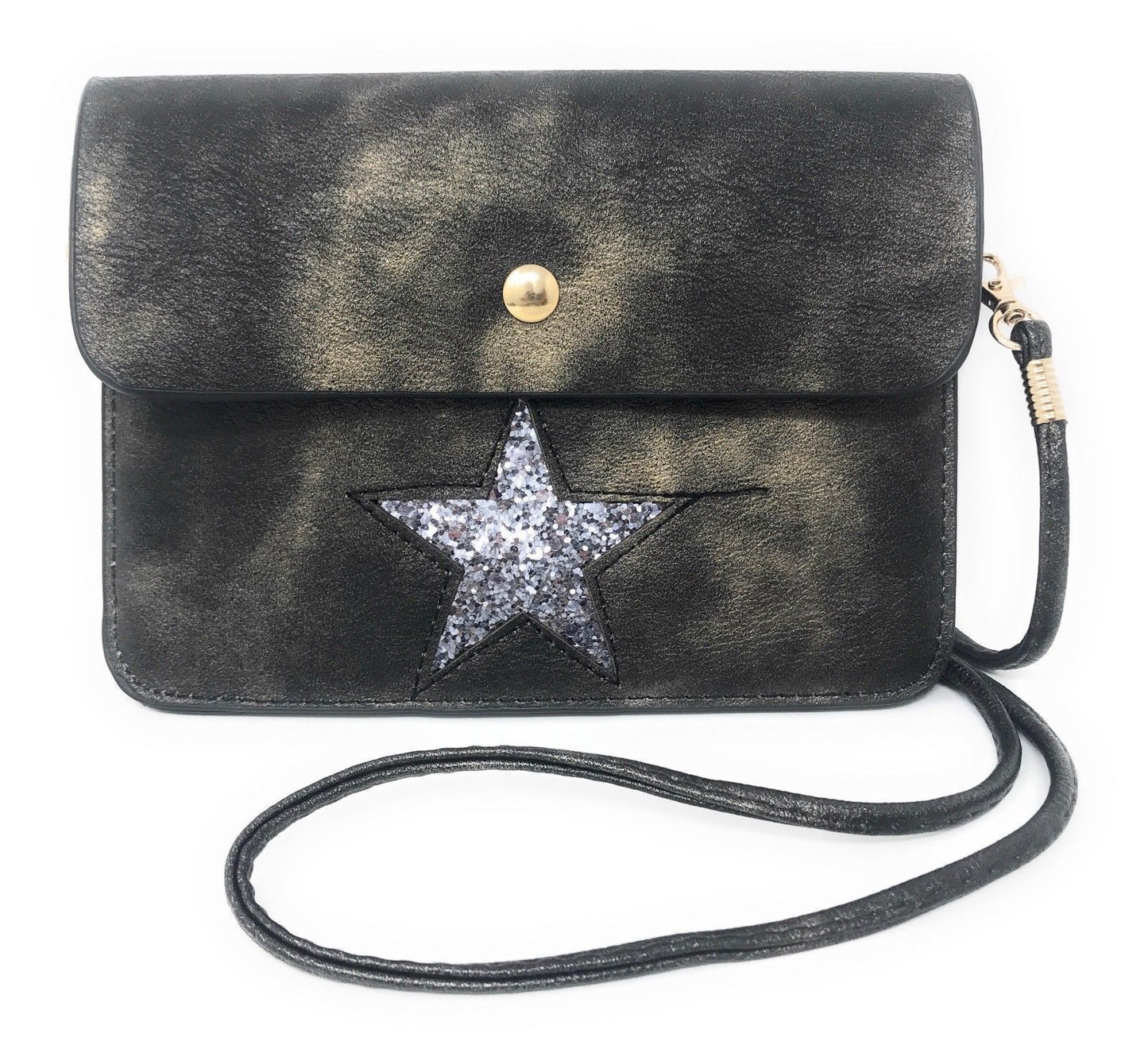 Casaba Crossbody Shoulder Bag Satchel Purse Wristlet Gift For Women Wife Mom-Star-Black-