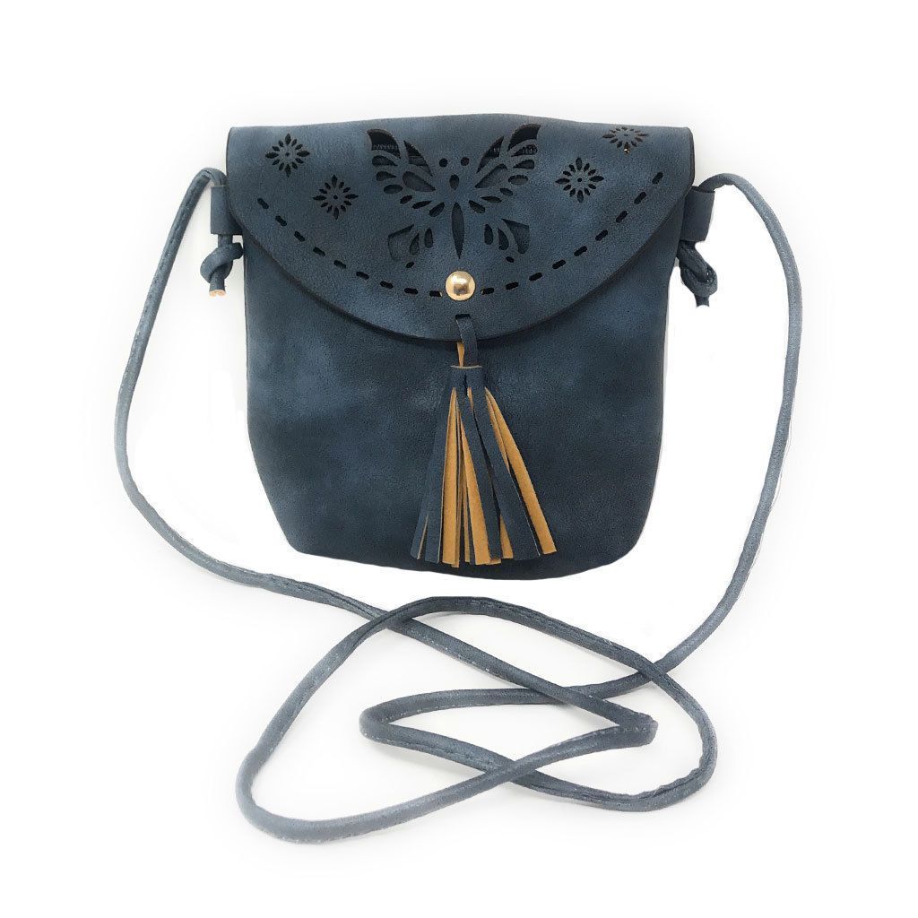 Casaba Crossbody Shoulder Bag Satchel Purse Wristlet Gift For Women Wife Mom-Tassle-Navy-