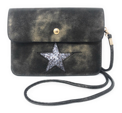 Casaba Designer Crossbody Bag Satchel & Sunglasses Gift Set For Women Mom Wife-Butterfly-Black-