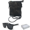 Casaba Designer Crossbody Bag Satchel & Sunglasses Gift Set For Women Mom Wife-Butterfly-Black-