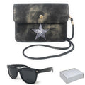 Casaba Designer Crossbody Bag Satchel & Sunglasses Gift Set For Women Mom Wife-Star-Black-