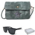 Casaba Designer Crossbody Bag Satchel & Sunglasses Gift Set For Women Mom Wife-Star-Blue-