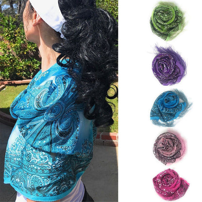 Casaba Women's Elegant Paisley Sheer Scarf Scarves Intricate Brocade Tapestry-Green-