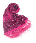 Casaba Women's Elegant Paisley Sheer Scarf Scarves Intricate Brocade Tapestry-Hot Pink-